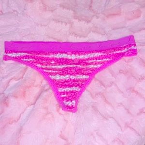 VS PINK Sheer Lace Leopard Print Tie Dye Thong Panty